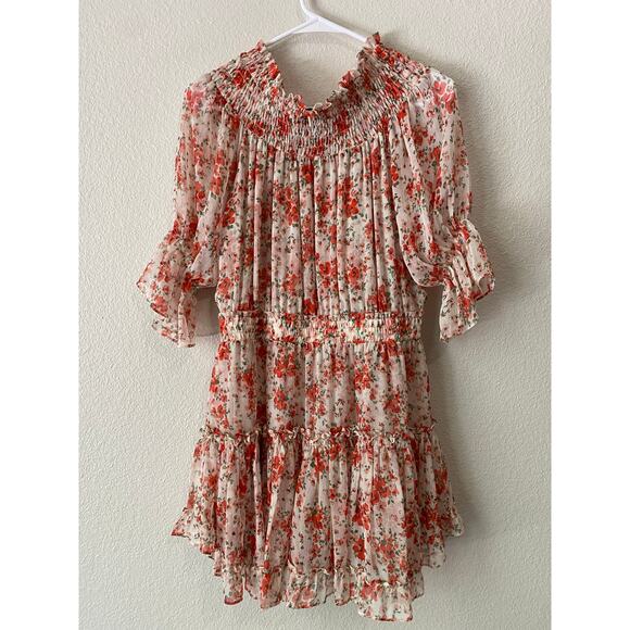 Misa Darla Poppy Floral Mini Dress Large Red Ruffle Romantic Feminine Coquette - Picture 6 of 16